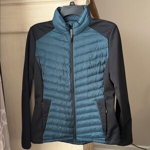32 Degrees Heat Dusty Blue Mixed Media Puffer Jacket